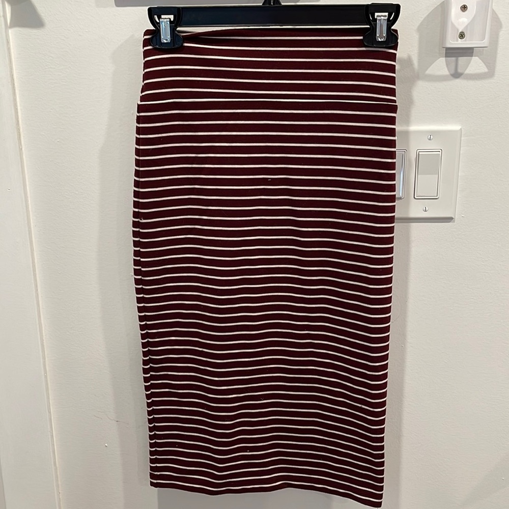 Maroon and White striped pencil skirt